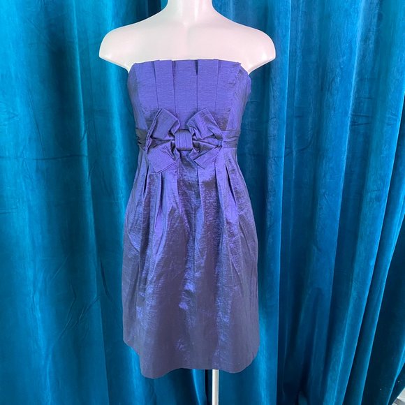 Jessica McClintok Strapless Bow Cocktail Dress Navy - Picture 2 of 9